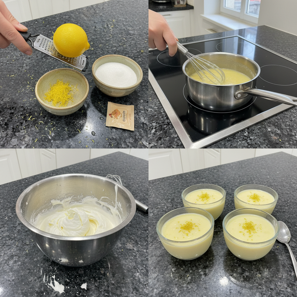 creamy-lemon-dessert-prep-step Hands zesting a fresh lemon into a bowl of creamy mixture, a crucial step for the creamy lemon dessert recipe.