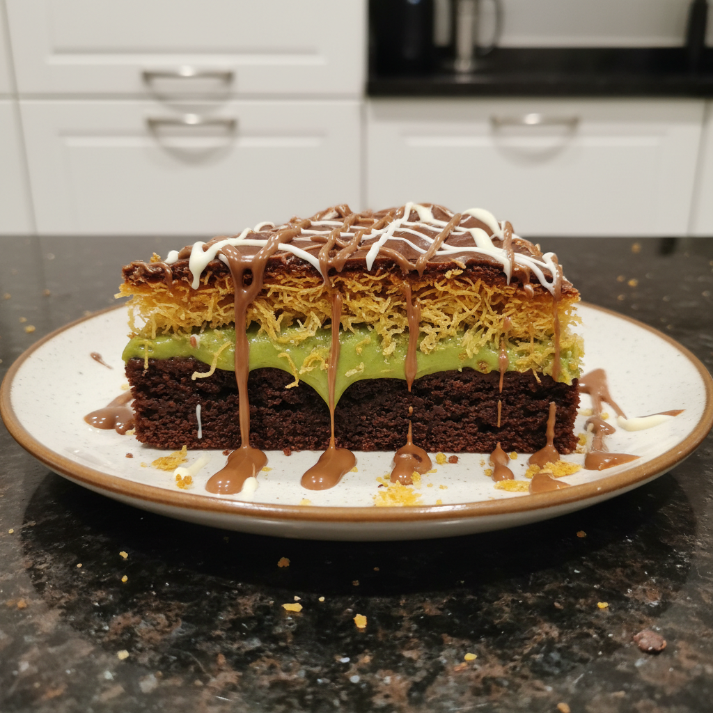 Decadent, fudgy Dubai Chocolate Brownies with a glistening top and rich chocolate chunks.