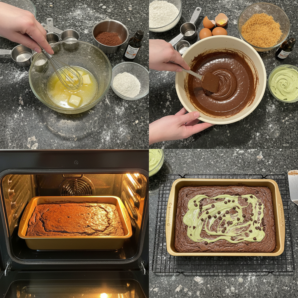 dubai-chocolate-brownies-prep-step Hands mixing the rich chocolate batter for Dubai Chocolate Brownies in a large bowl.