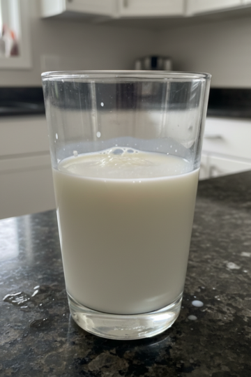 A tall glass of creamy, tangy homemade milk kefir, perfectly fermented and ready to drink, essential for a good Milk Kefir Recipe.