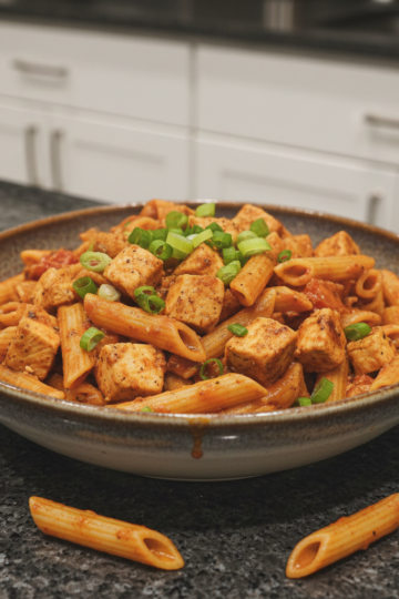 A creamy, spicy One-Pot Cajun Chicken Pasta dish in a skillet, garnished with fresh parsley, ready to be served.