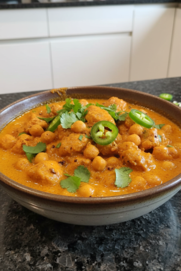 A creamy, vibrant One-Pot Chicken Tikka Masala dish garnished with fresh cilantro, ready to be served.