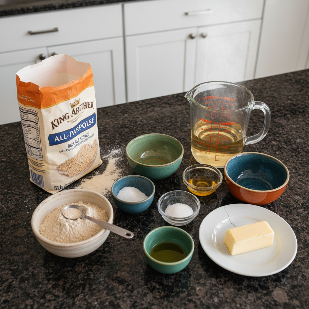 sourdough-bread-starter-ingredients Wheat flour and filtered water, the essential ingredients for creating a robust sourdough bread starter.