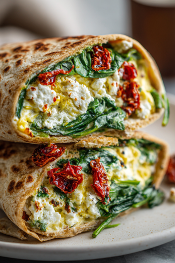 A vibrant, golden-brown Copycat Starbucks Spinach Feta Wrap, perfectly grilled and cut in half, ready to enjoy.